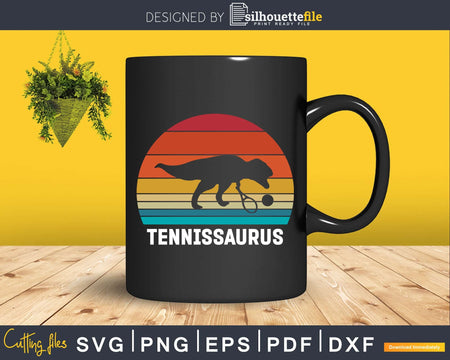 Funny Tennis Dinosaur Tennisaurus svg png cricut cutting