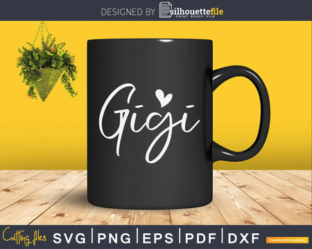 Gigi Svg for Grandma Heart Graphic Digital Files