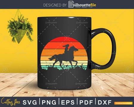Girl Horse Riding Vintage Cowgirl Texas Ranch svg cut files