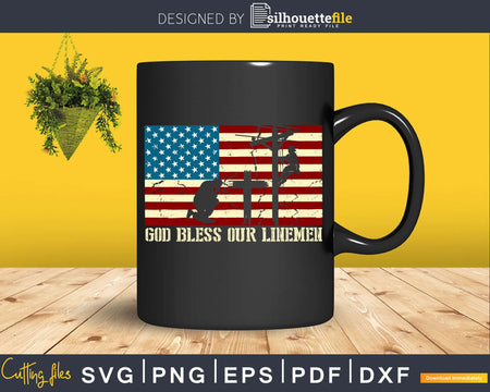 God Bless Our Linemen Cool American Lineman Flag svg png