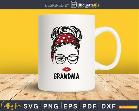 Grandma birthday face winked eye lips svg digital file