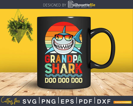 Grandpa Shark Doo retro vintage color craft cut svg png file