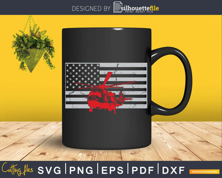 Helicopter Pilot 4th of July Patriotic Distressed USA flag