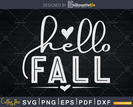 Hello Fall Quote Thanksgiving Svg digital cricut cut files