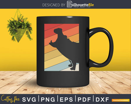 Hippopotamus Retro vintage Style cut svg png design cutting
