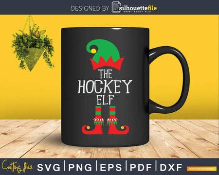 Hockey Elf Matching Family Group Christmas Party Pajama Svg