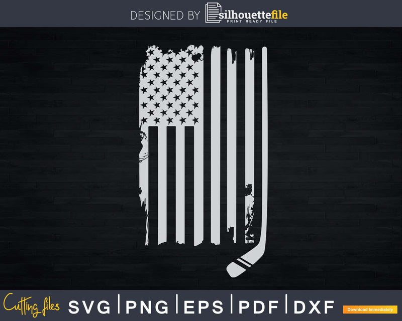 Hockey Stick and Pucks American Flag Svg Png Dxf Silhouette
