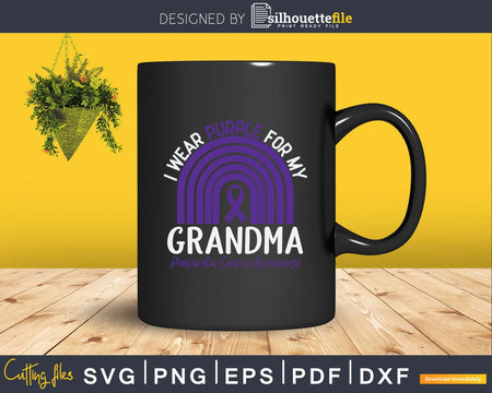 I Wear Purple For My Grandma Pancreatic Cancer Rainbow Svg