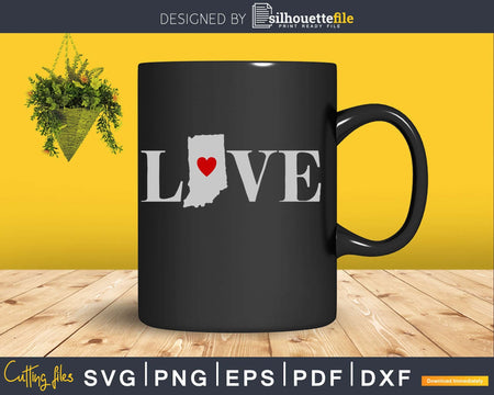Indiana IN Love Home Heart Native Map svg png dxf cutting