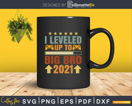 Leveled Up Big Bro 2021 Gamer Brother Baby Announcement Svg