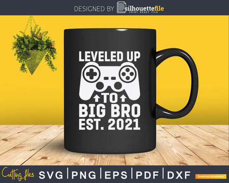 Leveled Up To Big Bro Est 2021 Vintage Promoted to Svg Dxf