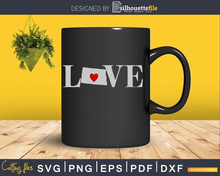 North Dakota ND Love Home Heart Native Map svg cut digital