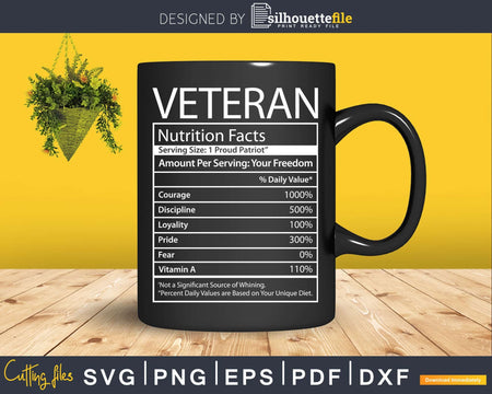 Nutritional Facts Of Veteran Svg Png Dxf Cricut Files