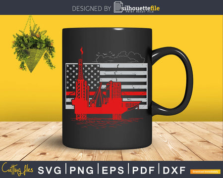 Oil Drilling Rig Independence day Patriotic American flag