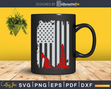 Oilfield US Flag Oil Rig Worker Svg Png Cricut Files