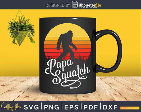 Papa Squatch Funny Dad Sasquatch Bigfoot Retro Fathers Day