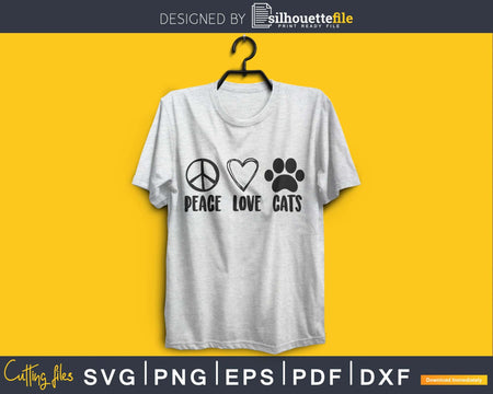 Peace Love Cats svg cricut digital cutting files