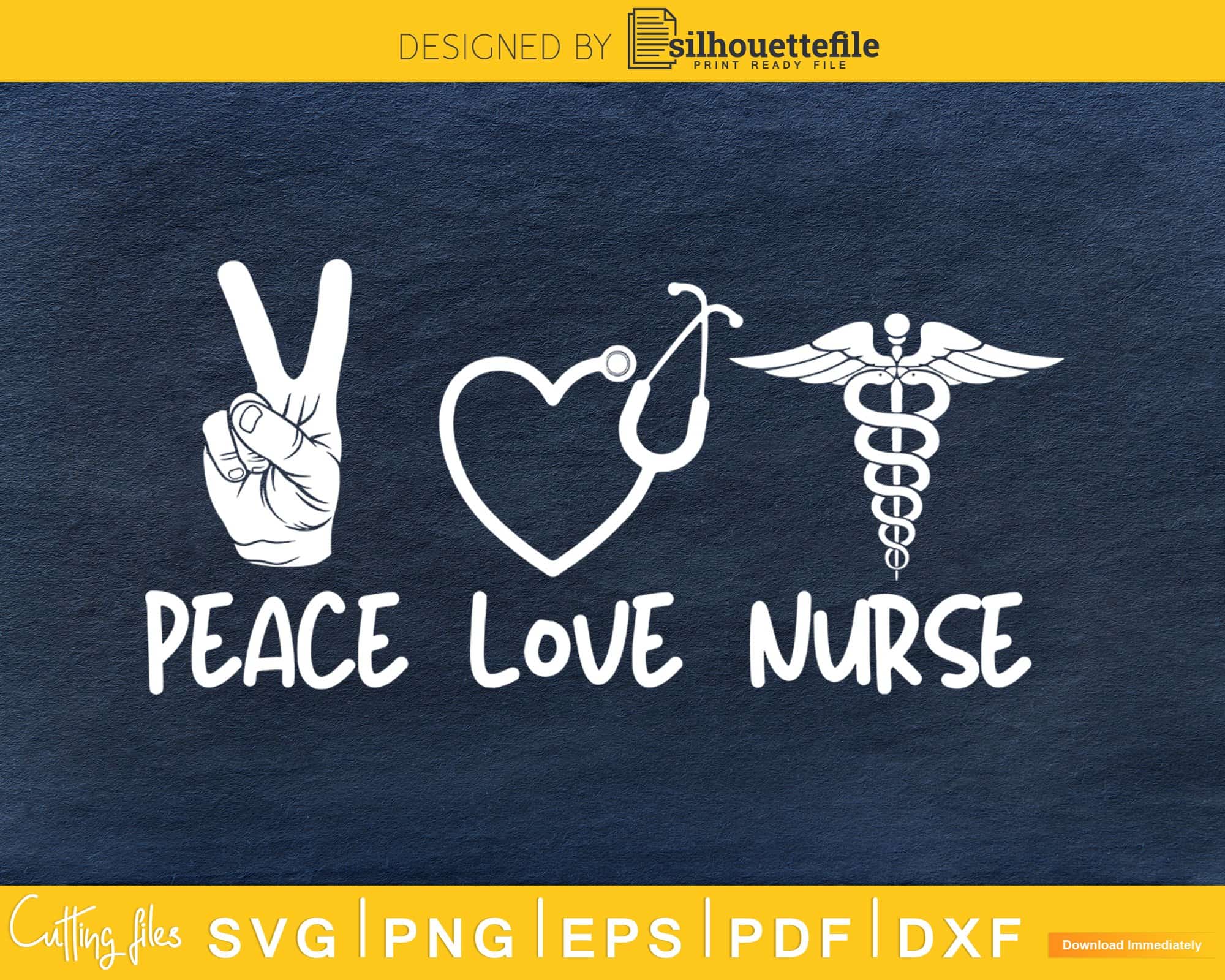 Peace Love Nurse cricut cut digital svg files | SilhouetteFile