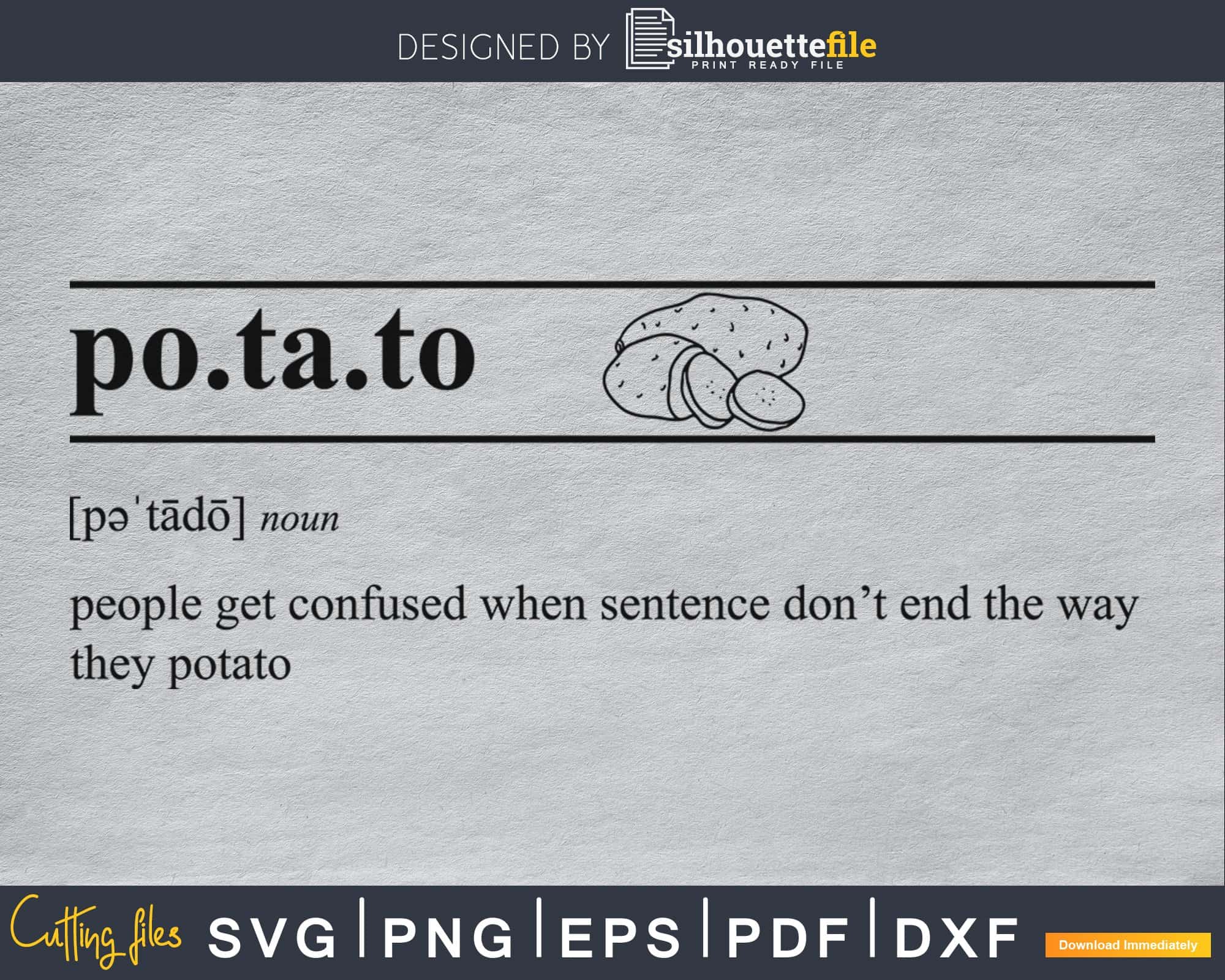 Potato definition svg printable cut file Silhouettefile