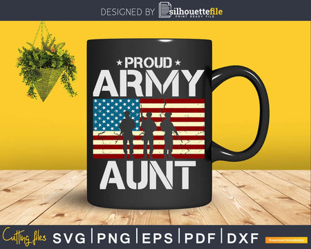 Proud Army Aunt With American Flag Svg Dxf T-shirt Design