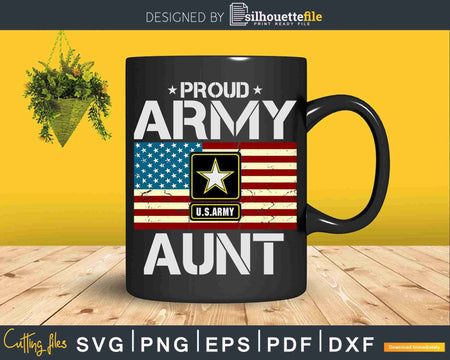 Proud Army Aunt With American Flag Svg T-shirt Design