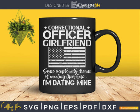 Proud Correctional Officer Girlfriend Thin Silver Line Flag