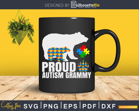 Proud Grammy Bear Autism Awareness Svg Dxf Png Design Files