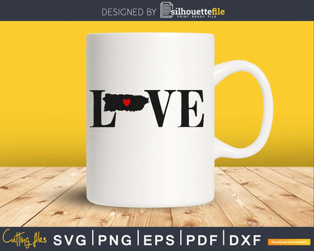 Puerto Rico PR Love Home Heart Native Map svg png cricut