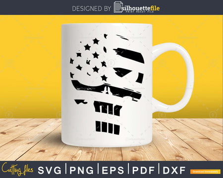 Punisher Skull USA Flag Stars Stripes svg png digital