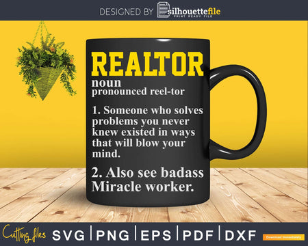 Realtor Real Estate Agent Broker Funny Definition Svg Dxf