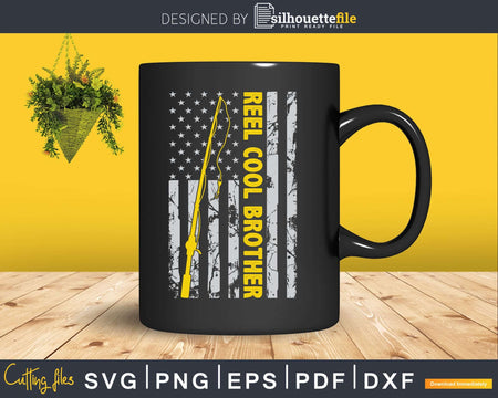 Reel Cool Brother Fishing American Flag Svg Dxf Cricut Files