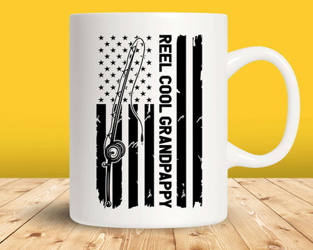Reel Cool Grandpappy Fishing American Flag Png Svg Cut