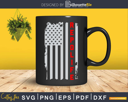 Repo Patriotic Gear Life American flag Svg Dxf Cricut File