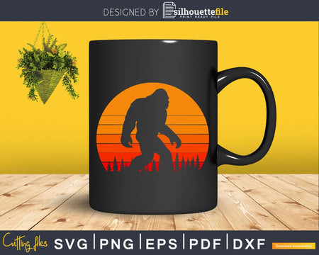 Retro Bigfoot Silhouette Sun Believe Original Svg Shirt