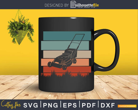 Retro Lawn Mower Gardener Svg Dxf Cut Files