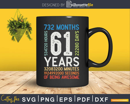 Retro Vintage 61 Years Old Classic 61st Birthday 732 Months