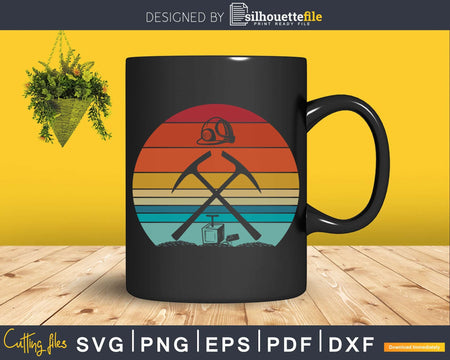 Retro vintage style design Coal Miner Worker svg craft cut
