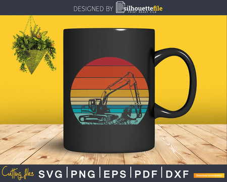 Retro vintage style excavator svg craft cut design file