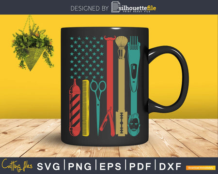 Retro vintage style USA flag Barbershop svg craft cut