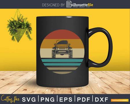 Retro Vintage Sunset Off Road Car Svg Cricut Cut File