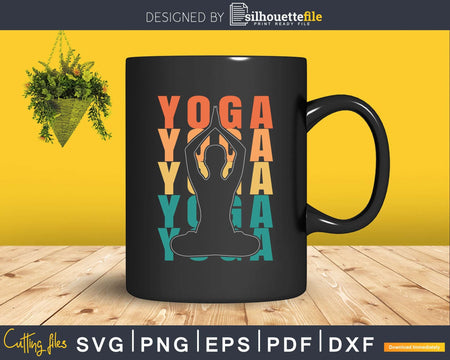 Retro Vintage Yoga Gift For Yogis Svg Instant Cut Files