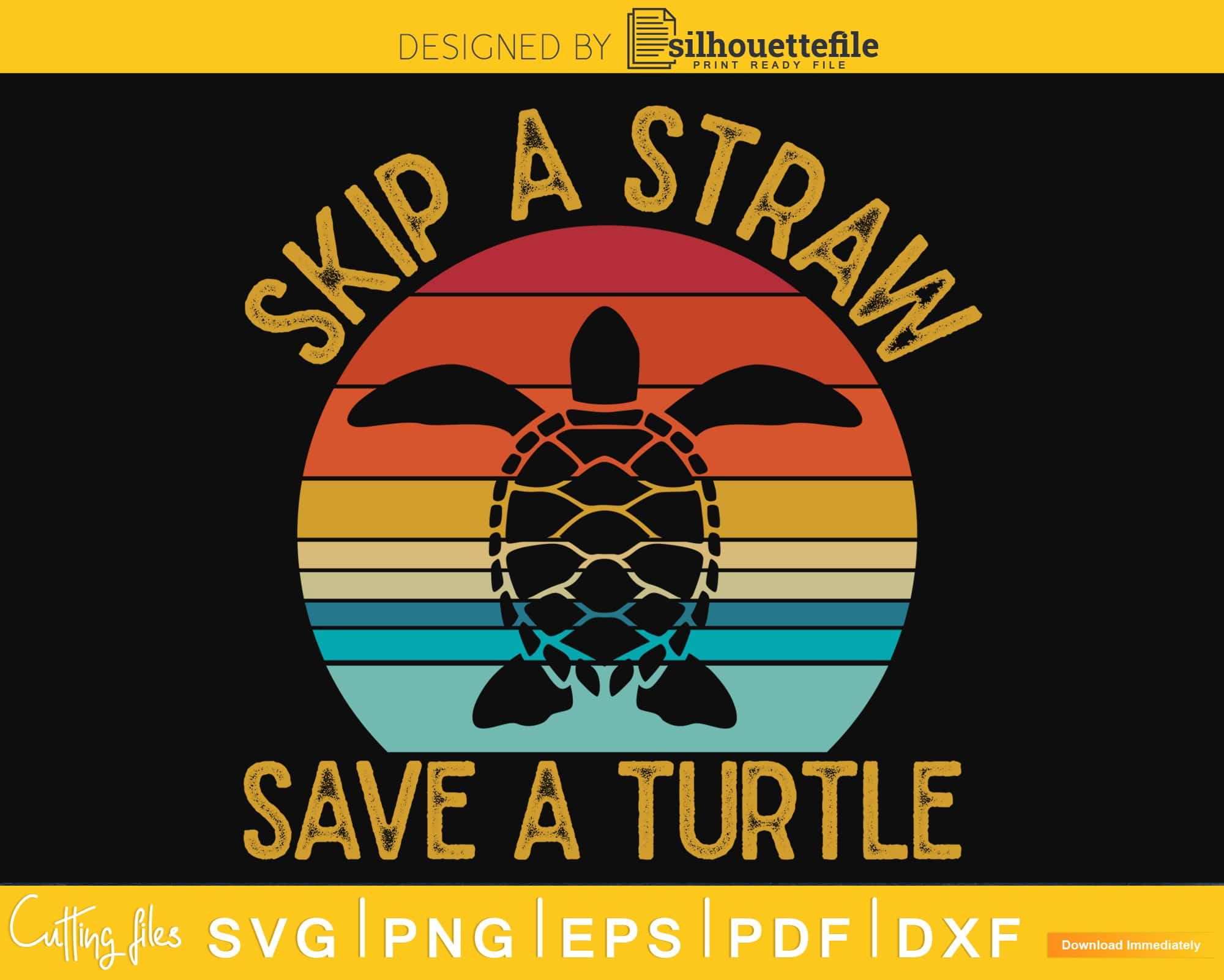 Skip a Straw Save a Turtle Poster