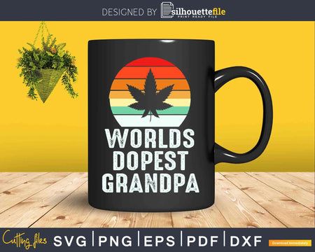 Retro Pot Leaf Funny Weed Smoker Worlds Dopest Grandpa Svg