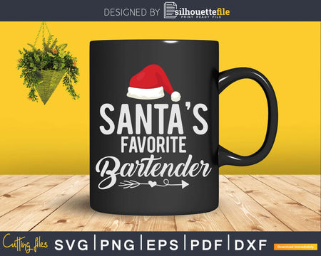 Santa’s Favorite Bartender Christmas Png Dxf Svg Cut