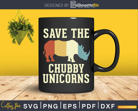 Save The Chubby Unicorns Retro Vintage Colors cricut svg