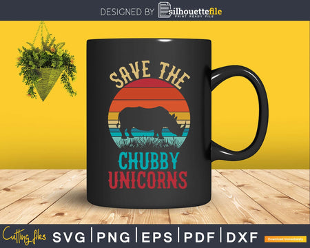 Save The Chubby Unicorns Vintage Rhino Animal Rights cut
