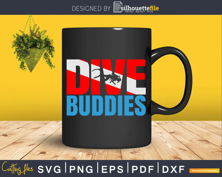 Scuba Diving Diver Flag Dive Buddies Svg Png Print Design