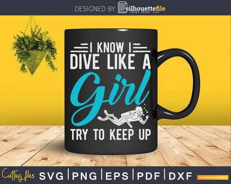 Scuba Diving Girl Png Svg T-shirt Design