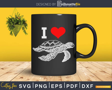 Sea Turtle I Love turtle Svg Png Cut Files