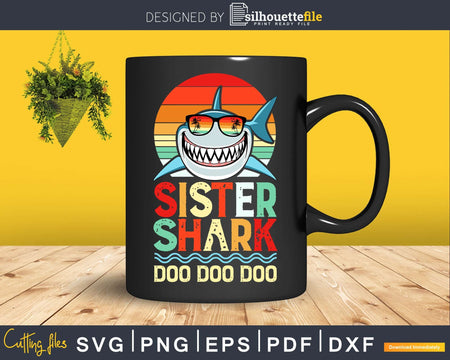 Sister Shark Doo Retro Vintage color svg png cut file